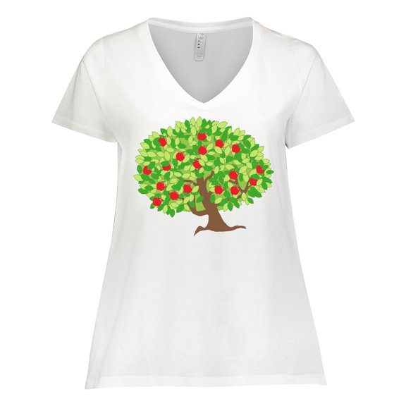 Inktastic Apples in Tree Women's Plus Size V-Neck T-Shirt