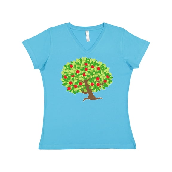 Inktastic Apples in Tree Women's V-Neck T-Shirt