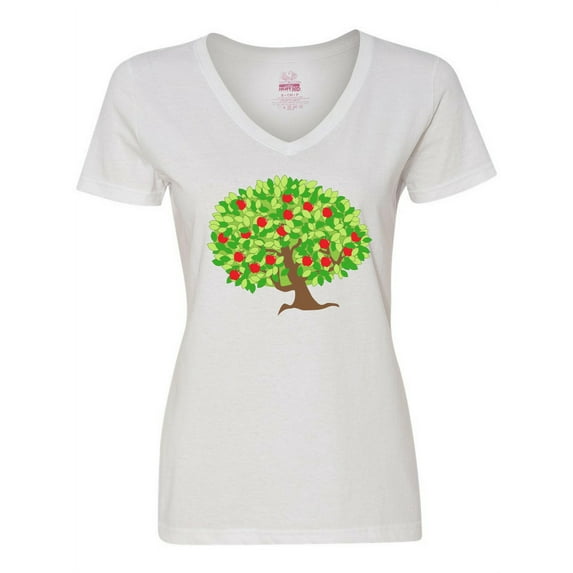 Inktastic Apples in Tree Women's V-Neck T-Shirt