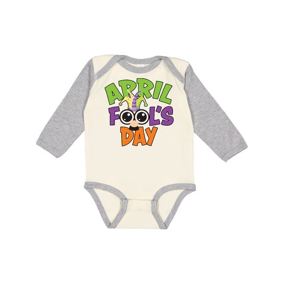 Inktastic April Fools Day with Funny Face Replacing O Boys or Girls Long Sleeve Baby Bodysuit