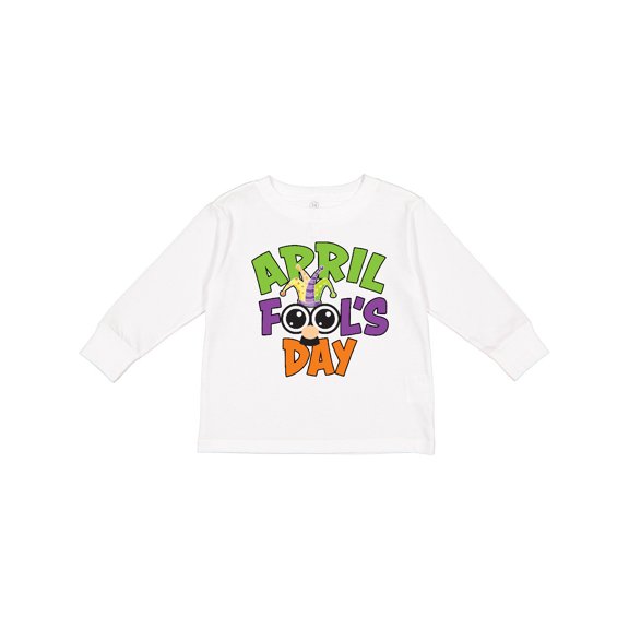 Inktastic April Fools Day with Funny Face Replacing O Boys or Girls Long Sleeve Toddler T-Shirt