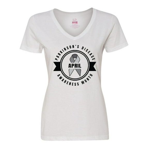 Inktastic April Parkinsons Disease Awareness Month Badge Women's V-Neck T-Shirt