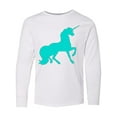 thumbnail image 1 of Inktastic Aqua Unicorn Long Sleeve Youth T-Shirt, 1 of 5