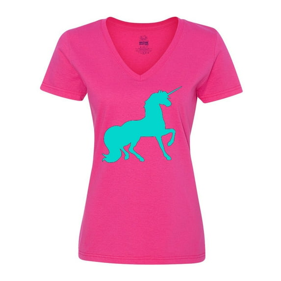 Inktastic Aqua Unicorn Women's V-Neck T-Shirt