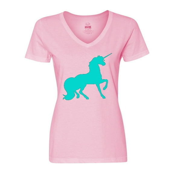 Inktastic Aqua Unicorn Women's V-Neck T-Shirt