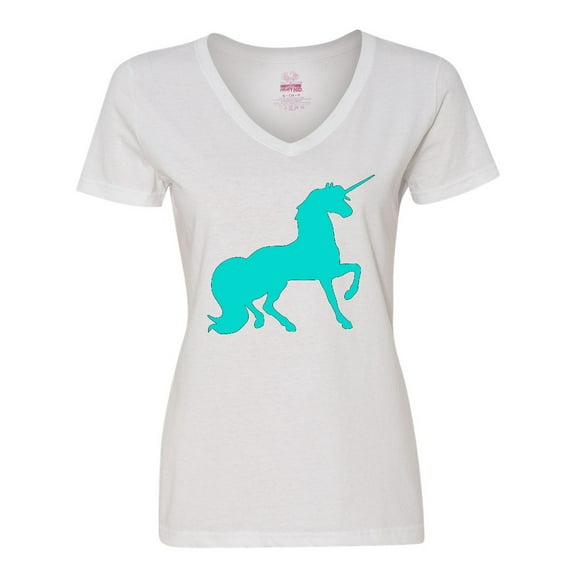 Inktastic Aqua Unicorn Women's V-Neck T-Shirt