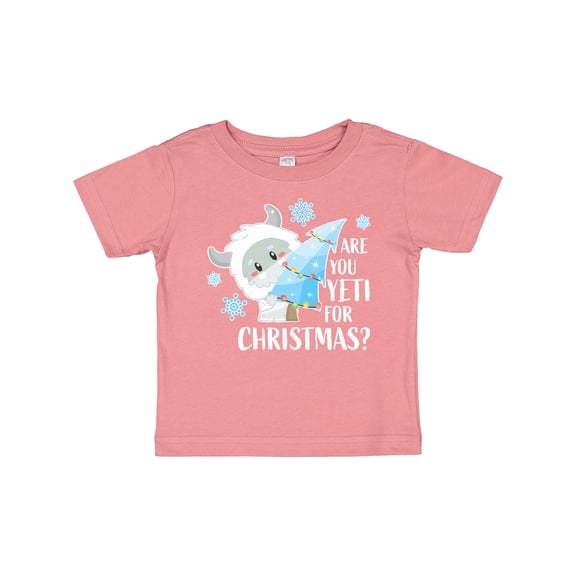 Inktastic Are You Yeti for Christmas with Yeti Holding Christmas Tree Boys or Girls Baby T-Shirt