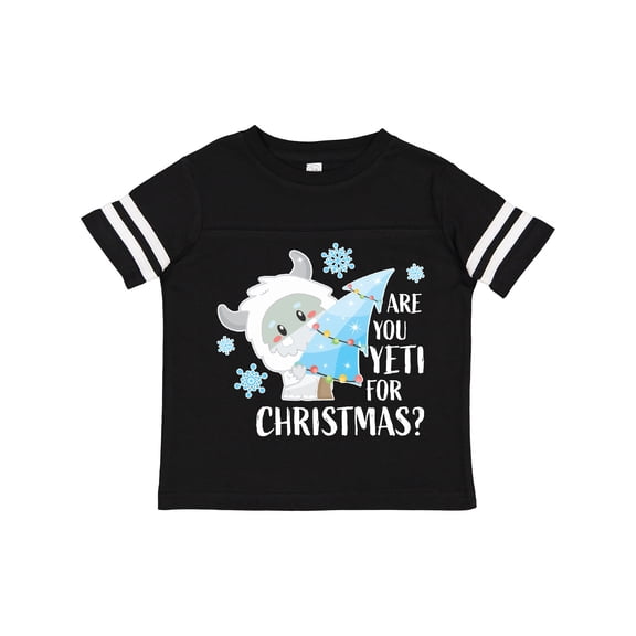 Inktastic Are You Yeti For Christmas with Yeti Holding Christmas Tree Boys or Girls Toddler T-Shirt