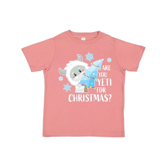 Inktastic Are You Yeti For Christmas with Yeti Holding Christmas Tree Boys or Girls Toddler T-Shirt