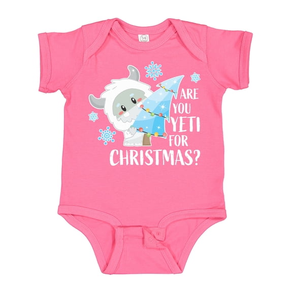 Inktastic Are You Yeti for Christmas with Yeti Holding Christmas Tree Boys or Girls Baby Bodysuit