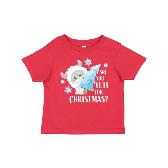 Inktastic Are You Yeti for Christmas with Yeti Holding Christmas Tree Boys or Girls Baby T-Shirt