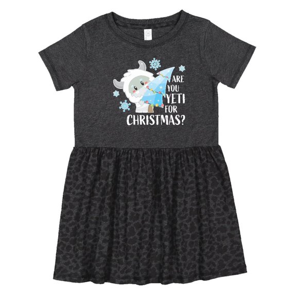 Inktastic Are You Yeti for Christmas with Yeti Holding Christmas Tree Girls Toddler Dress