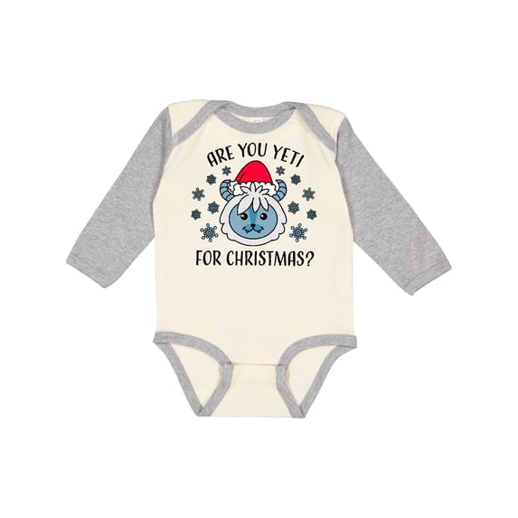 Inktastic Are You Yeti for Christmas with Yeti and Snowflakes Adult Boys or Girls Long Sleeve Baby Bodysuit