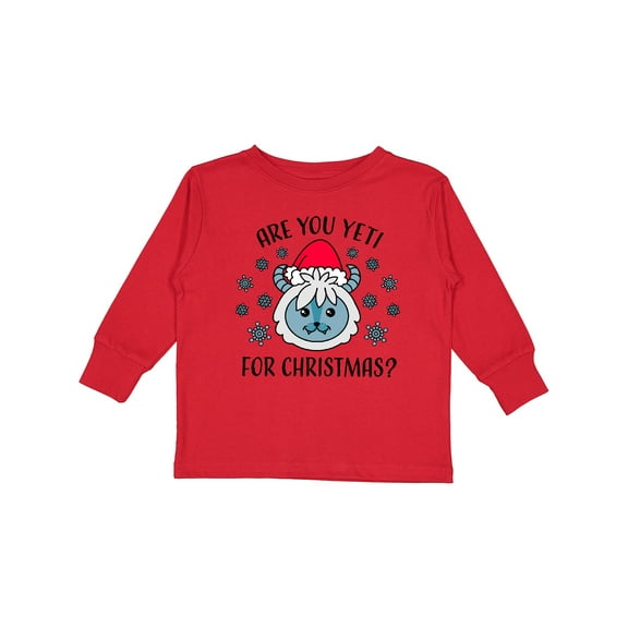 Inktastic Are you Yeti For Christmas with Yeti and Snowflakes Adult Boys or Girls Long Sleeve Toddler T-Shirt