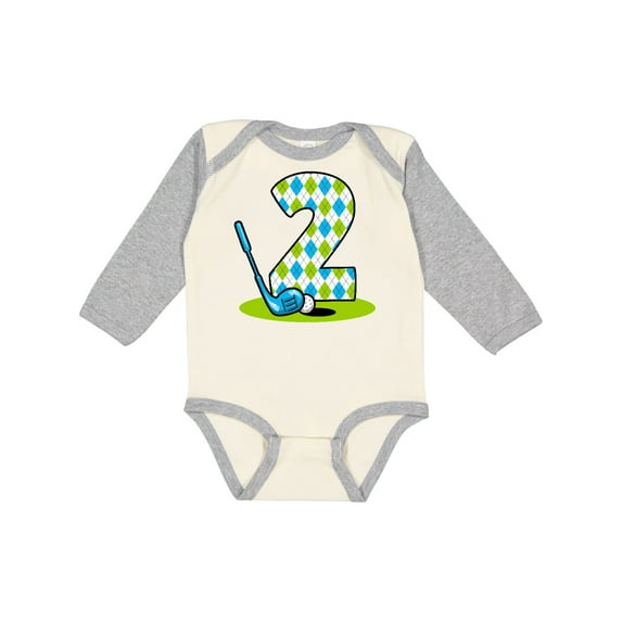 Inktastic Argyle Golf 2nd Birthday Boys Long Sleeve Baby Bodysuit