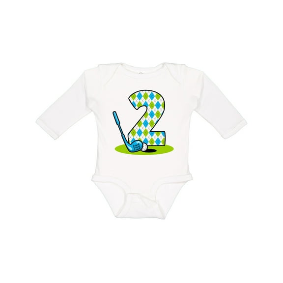 Inktastic Argyle Golf 2nd Birthday Boys Long Sleeve Baby Bodysuit