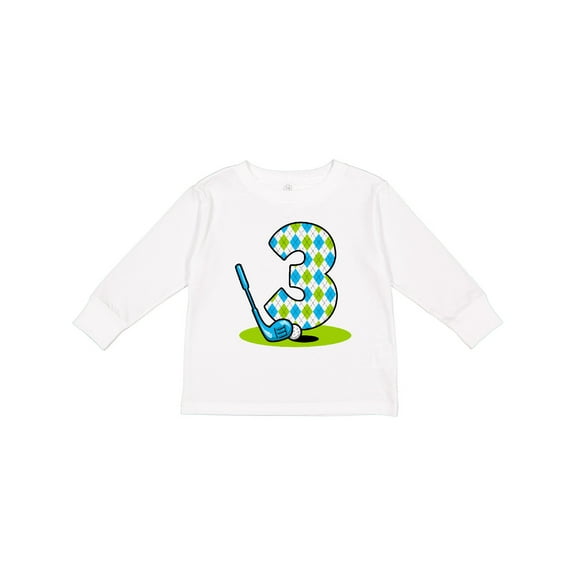 Inktastic Argyle Golf 3rd Birthday Boys Long Sleeve Toddler T-Shirt