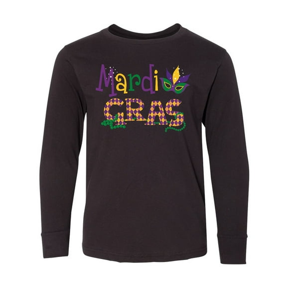 Inktastic Argyle Mardi Gras Long Sleeve Youth T-Shirt