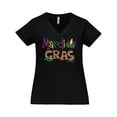 thumbnail image 1 of Inktastic Argyle Mardi Gras Women's Plus Size V-Neck T-Shirt, 1 of 5
