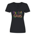 thumbnail image 1 of Inktastic Argyle Mardi Gras Women's V-Neck T-Shirt, 1 of 5
