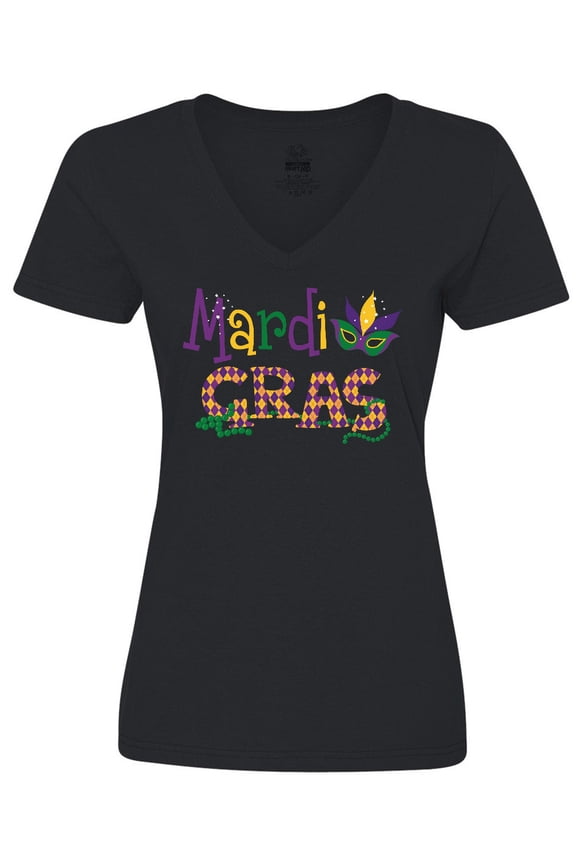 Argyle Mardi Gras Women's V-Neck T-Shirt