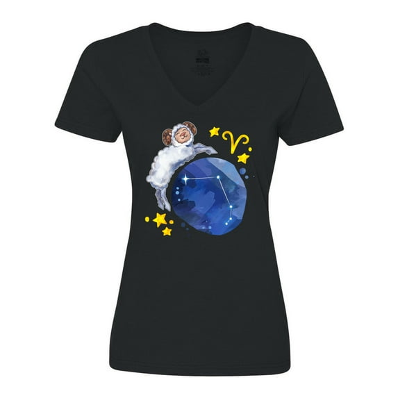 Inktastic Aries Constellation Zodiac Sign Illustration Women's V-Neck T-Shirt