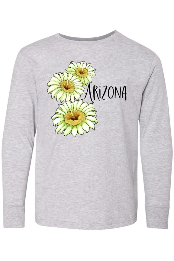 Arizona Saguaro Cactus Flowers Long Sleeve Youth T-Shirt