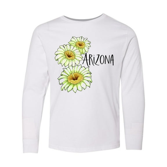 Inktastic Arizona Saguaro Cactus Flowers Long Sleeve Youth T-Shirt