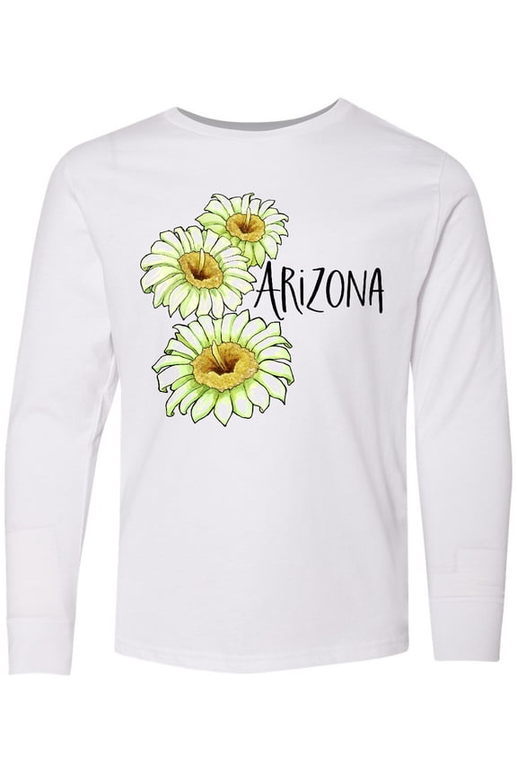 Arizona Saguaro Cactus Flowers Long Sleeve Youth T-Shirt