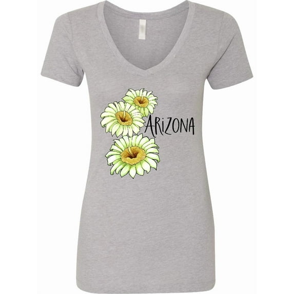 Inktastic Arizona Saguaro Cactus Flowers Women's V-Neck T-Shirt