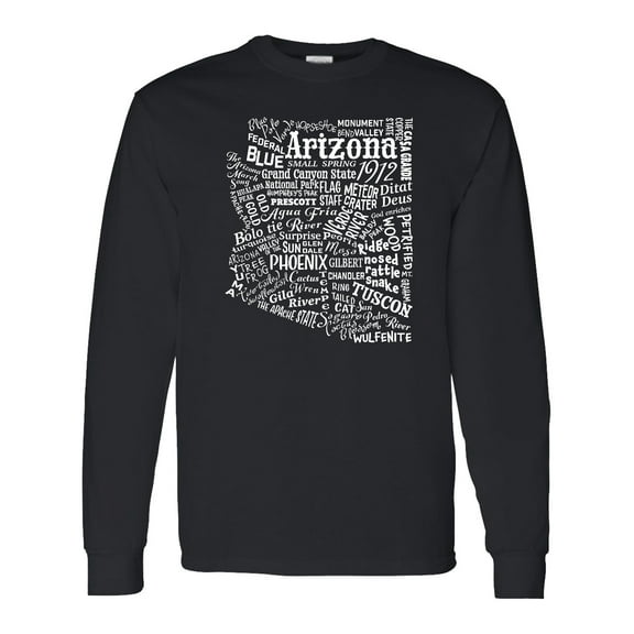 Inktastic Arizona Word Salad State Outline Long Sleeve T-Shirt