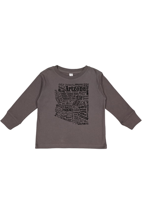 Arizona Word Salad- state outline Boys or Girls Long Sleeve Toddler T-Shirt
