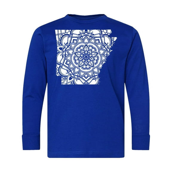 Inktastic Arkansas Silhouette Mandala Long Sleeve Youth T-Shirt
