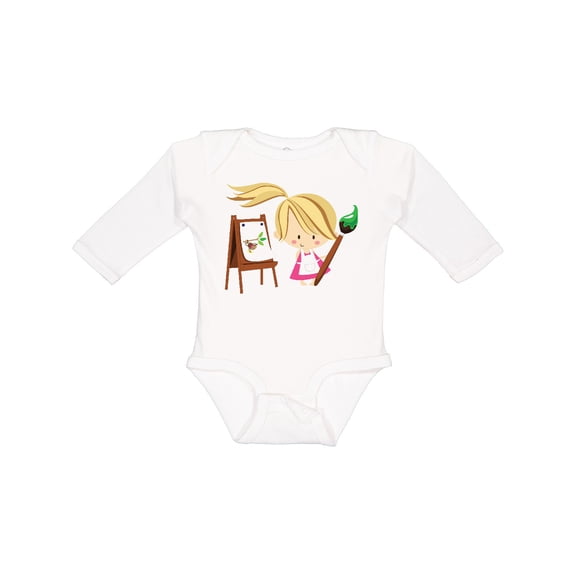 Inktastic Artist Girl With Easel Girls Long Sleeve Baby Bodysuit