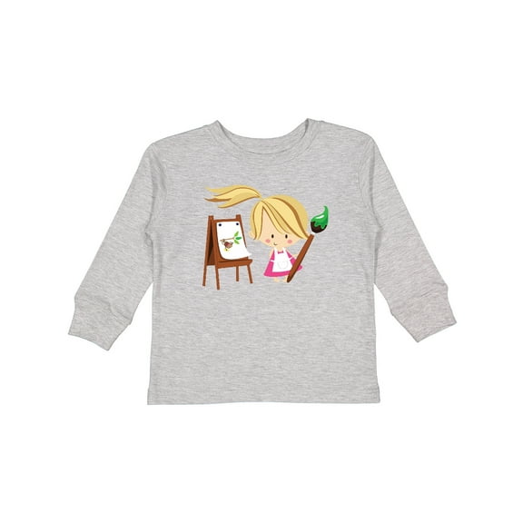 Inktastic Artist Girl with Easel Girls Long Sleeve Toddler T-Shirt
