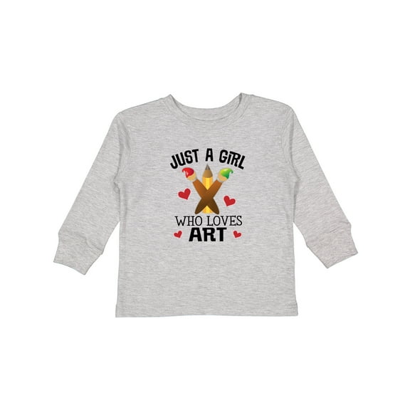 Inktastic Artist Just a Girl Who Loves Art Girls Long Sleeve Toddler T-Shirt