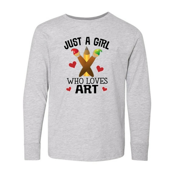 Inktastic Artist Just a Girl Who Loves Art Long Sleeve Youth T-Shirt