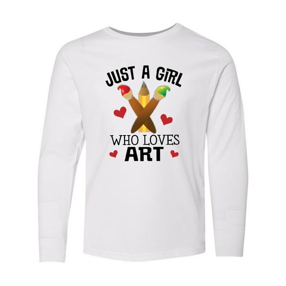 Inktastic Artist Just a Girl Who Loves Art Long Sleeve Youth T-Shirt