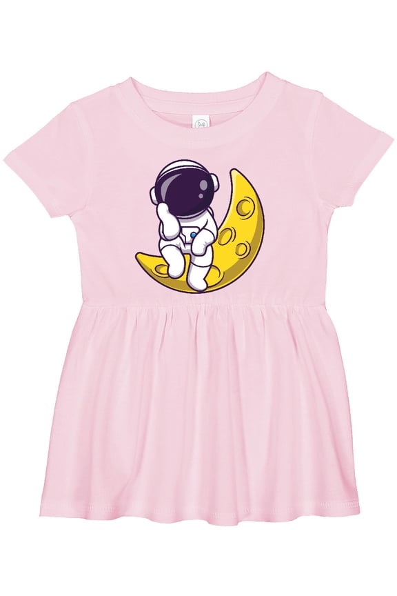 Astronaut Sitting on the Moon Girls Baby Dress