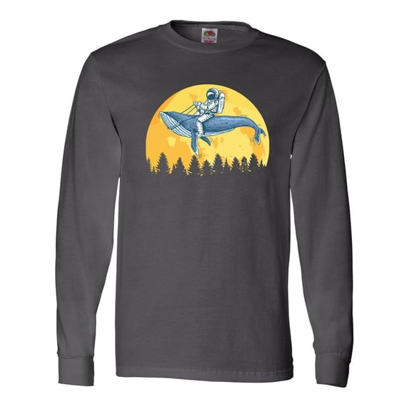 Inktastic Astronaut Space Whale Moon Long Sleeve T-Shirt