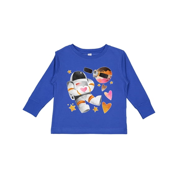 Inktastic Astronaut Valentine Outer Space Hearts Boys or Girls Long Sleeve Toddler T-Shirt