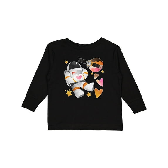 Inktastic Astronaut Valentine Outer Space Hearts Boys or Girls Long Sleeve Toddler T-Shirt