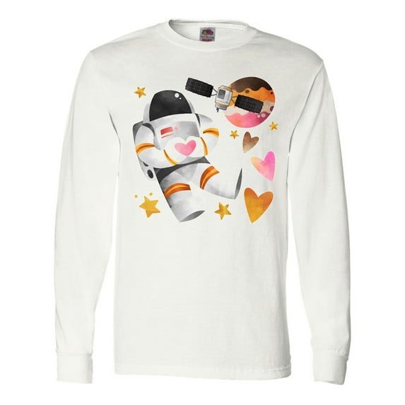 Inktastic Astronaut Valentine Outer Space Hearts Long Sleeve T-Shirt