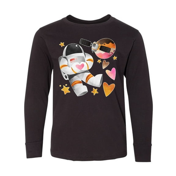 Inktastic Astronaut Valentine Outer Space Hearts Long Sleeve Youth T-Shirt