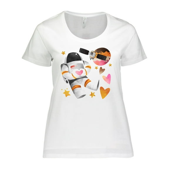 Inktastic Astronaut Valentine Outer Space Hearts Women's Plus Size T-Shirt