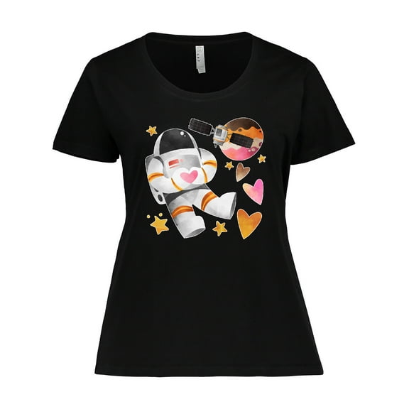 Inktastic Astronaut Valentine Outer Space Hearts Women's Plus Size T-Shirt