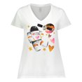 thumbnail image 1 of Inktastic Astronaut Valentine Outer Space Hearts Women's Plus Size V-Neck T-Shirt, 1 of 5