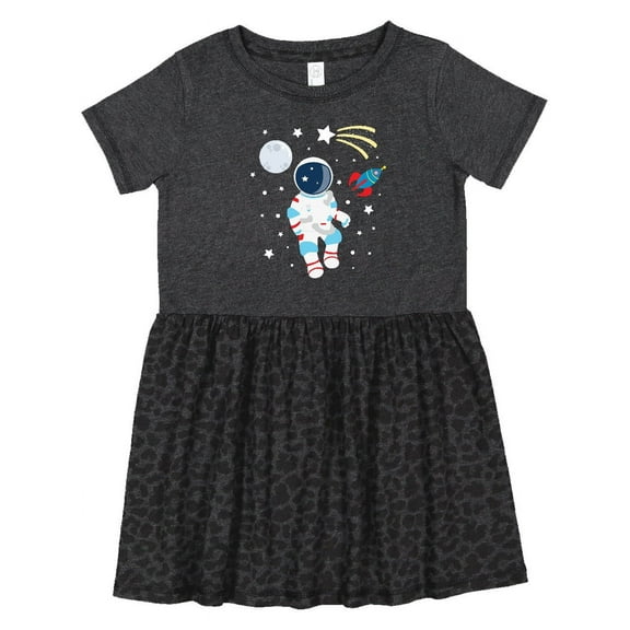 Inktastic Astronaut the Moon Spaceship and Shooting Star Girls Toddler Dress