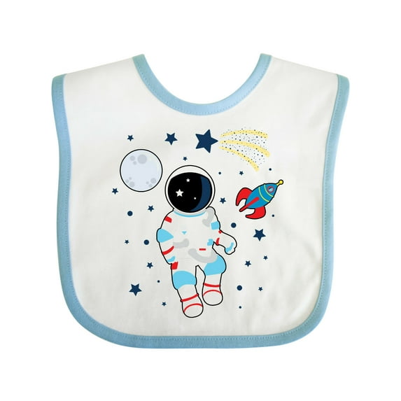 Inktastic Astronaut the Moon Spaceship and Shooting Star for Light Colors Boys or Girls Baby Bib