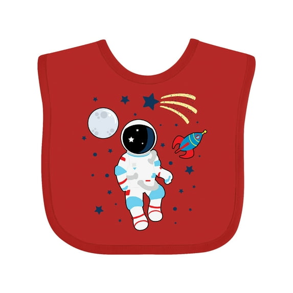 Inktastic Astronaut the Moon Spaceship and Shooting Star for Light Colors Boys or Girls Baby Bib